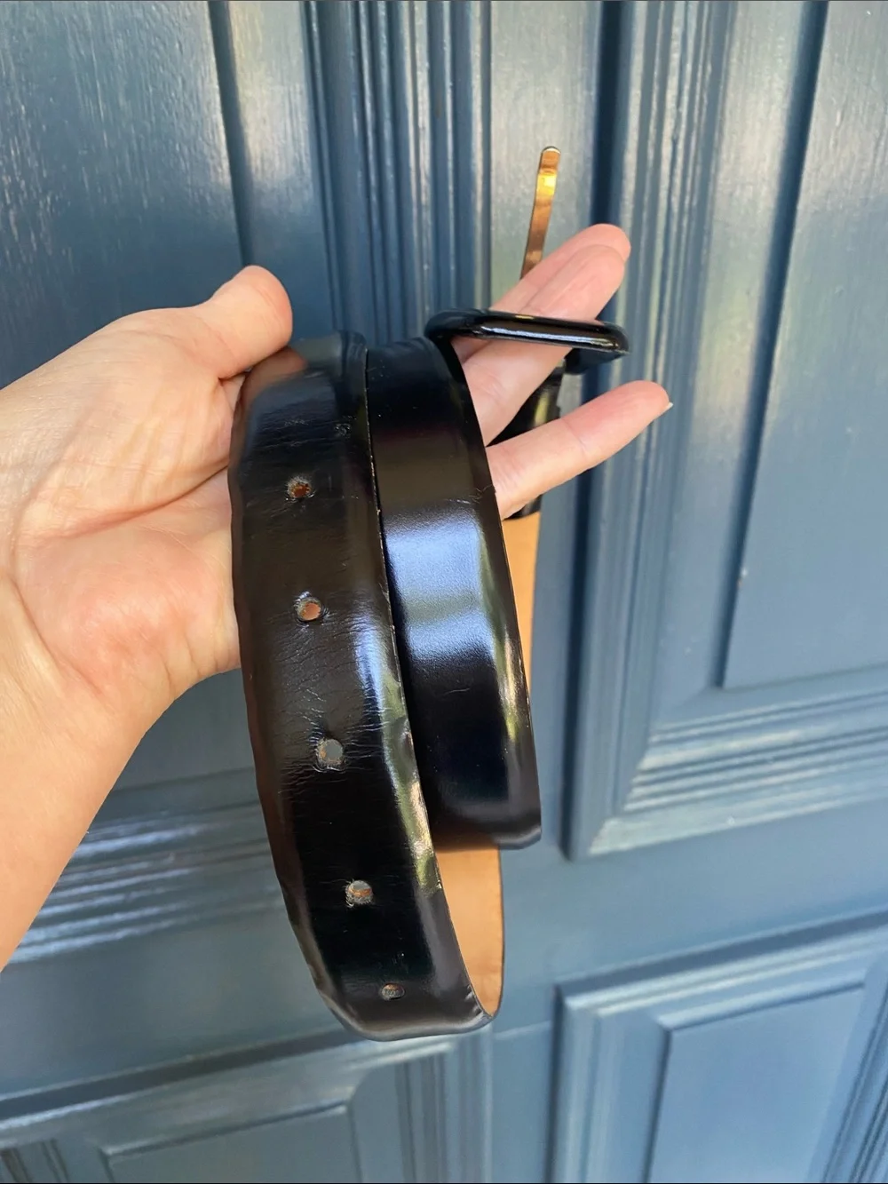 Stanley Korshak Black Leather Belt
